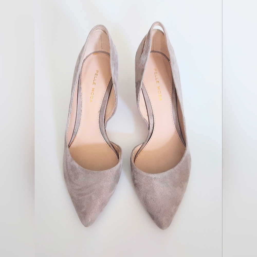 Pelle Moda Vero Cuoio Suede Leather Faux Slingback Heels Womens US 7.5M Shimmer - Picture 2 of 9